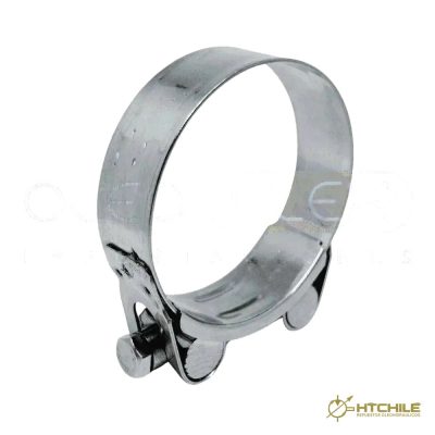 ABRAZADERA ALTA PRESIÓN CON PERNO INOX SS201-W4 122-130 — HidraTec Chile
