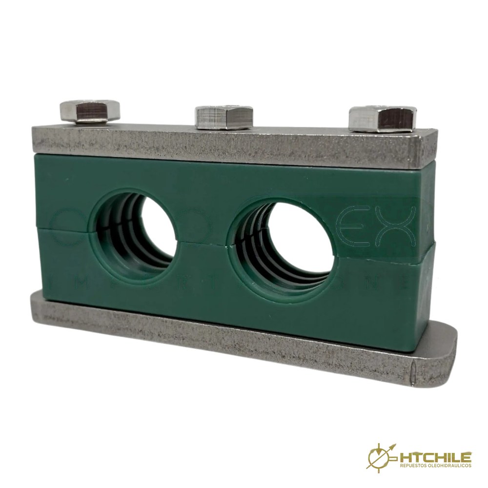 Abrazadera Tubo Hidráulico Doble Serie Pesada — HidraTec Chile