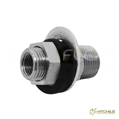 ADAPTADOR PASAMURO FRENO NPT 1/2"-1/4NPT HI RECTO L=24MM — HidraTec Chile