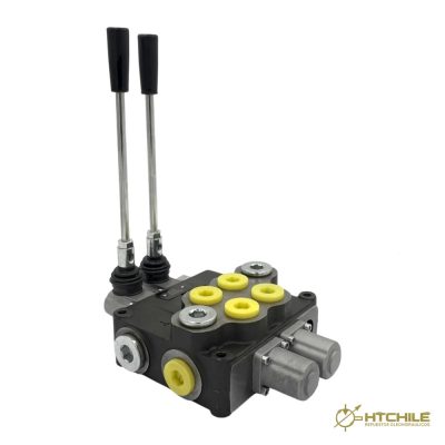 VALVULA DIRECCIONAL MANUAL BLOCK DE 2 PALANCA 120 LPM PABT 1 BSP 4500 PSI 4V-3P VUELTA RESORTE MOD. SD-15 — HidraTec Chile