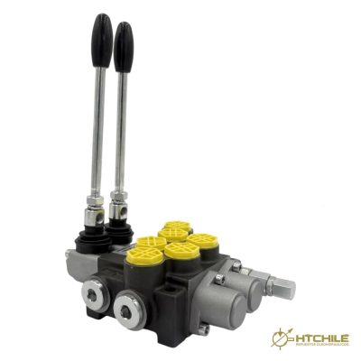 VALVULA DIRECCIONAL MANUAL BLOCK DE 2 PALANCAS 40 LPM PT 1/2 BSP X AB 1/2 BSP 250BAR 4V-3P MOD. P40-2-O — HidraTec Chile